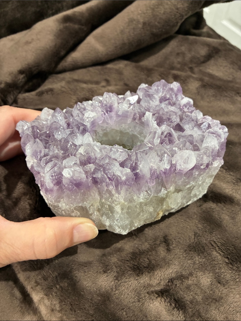 Amethyst Crystal Tealight Candle Holder - Purple Gem Accent - Picture 11 of 13